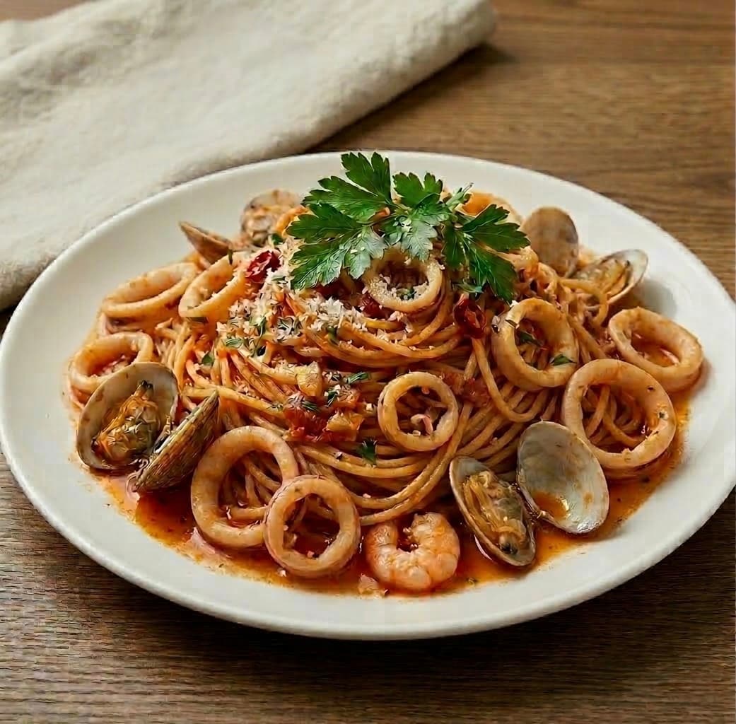 Espaguetis a la marinera per emportar — Plats preparats — Rostisseria Menjars Pollastres a l'Ast Barcelona