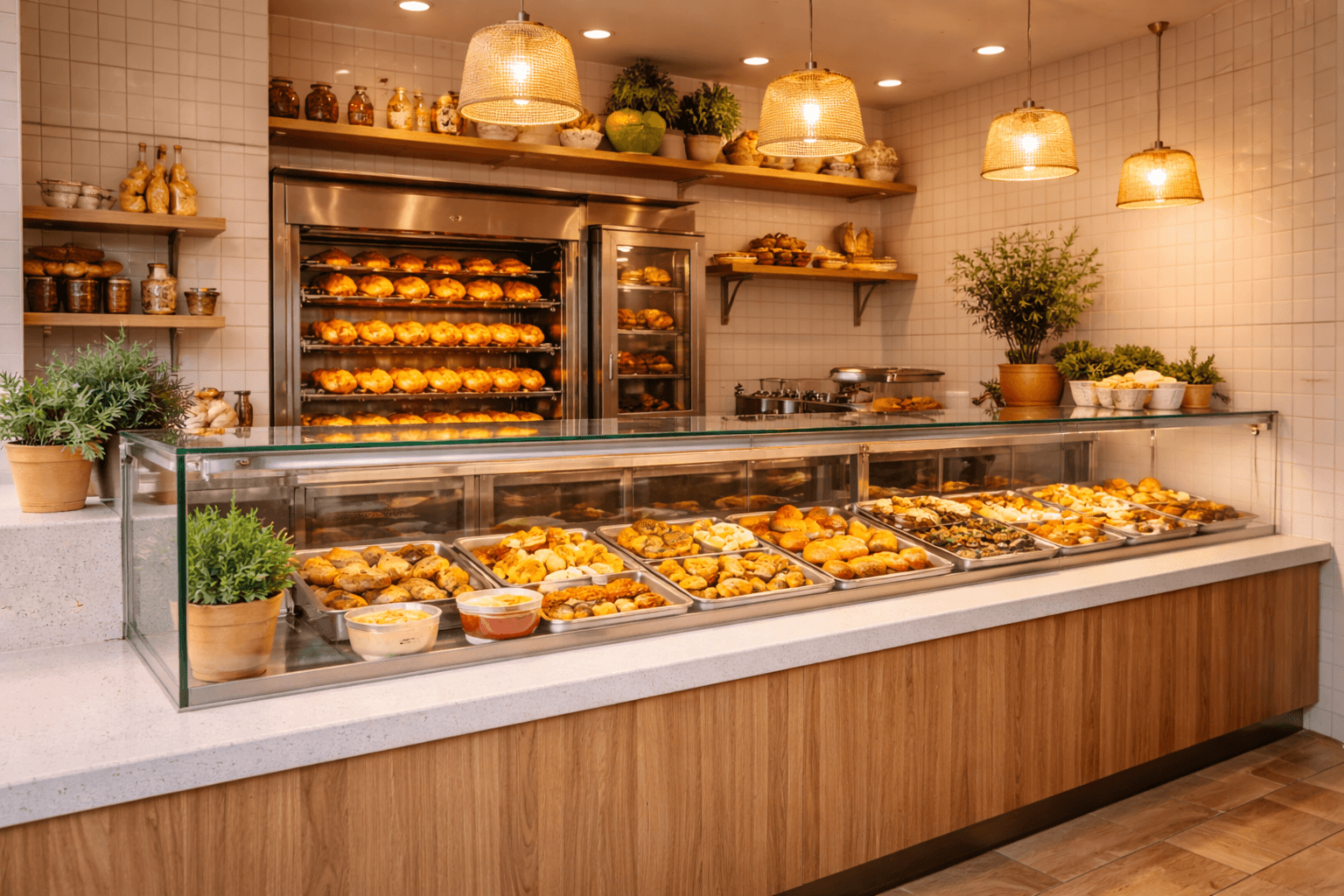 Selección de platos caseros en mesa cálida